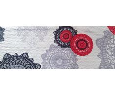 ForenTex- Colcha bouti reversible, (L-2633), cama 150 cm, 240 x 260 cm, Estampada cosida, Mandalas Rojo y Negro, colcha barata, set de cama, ropa de cama. Por cada 2 colchas o mantas paga solo un envío (o colcha y manta), descuento