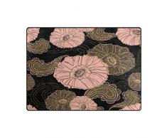 Use7 Vintage Poppy Floral Print Alfombra para Sala de Estar Dormitorio, Tela, 203cm x 147.3cm(7 x 5 Feet)