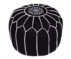 Asiento Redondo Pouf en algodón Chems Negro ø 45cm Sin relleno | Cojín de asiento Cojín de suelo Cojines Orientales | Taburete de asiento Taburete de pie bordado como decoración oriental