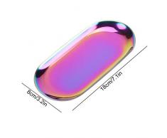 FTVOGUE Placa de la Torta de la Fruta de la joyería de los cosméticos de la Toalla de la Bandeja del Almacenamiento del Estilo nórdico para los escritorios caseros de la Oficina(L-Rainbow)