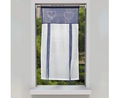 SIMPVALE 1 Pieza Tul Cortina Romana Translúcido, Bolsillo De Barra Tie Up Persianas Romanas, Voile Cortinas De Empalme Bordado - Azúl, Ancho 45cm / Altura 90cm