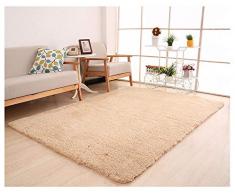 Alfombra Shaggy para Salón habitación Terciopelo Alfombra de Decorativo Sala Dormitorio,Muy Suave, Lavable, Monocromo, para Interior Camello 80 * 160cm