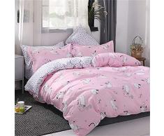 Fansu Juego de Ropa de Cama 3 Piezas, Fundas para Edredón Microfibra Patrón de Romantico Estilo Cremallera uno Juego de Cama Dos Fundas de Almohada (Cama 90-150x200cm,Amor Gato Rosa)