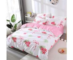 Fansu Juego de Ropa de Cama 3 Piezas, Microfibra Cremallera Funda Nórdica Estilo Lindo de Verano Funda de Edredón x1 Funda de Almohada X2 (Cama 90-150x200cm,Rosa Flamenco)