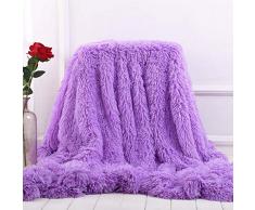 LIXIFF Piel Larga, Peluda, Peluda, sintética, Piel sintética, cálida, Elegante, acogedora, esponjosa, con sábana, sábana, sofá, Manta, Regalo, Rosa Leche, 130x160 cm