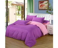 Fansu Juego de Ropa de Cama 4 Piezas, Microfibra Funda de Edredón Sábana Funda de Almohada Cremallera Diseño Funda de Almohada Conjunto De Edredón Hoja Plana (220x240cm,Violeta Claro)