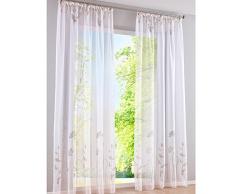 SIMPVALE 1 Pieza Cortinas Floral Visillos para Balcón, Sala, Cocina, Ancho 140 cm (Marrón 509#, Altura 245cm)