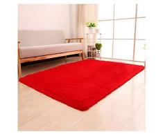 Alfombras Modernas Super Suaves de la Pelusa Lavable,Alfombra De Pelo Alto Y Largo Decorativo Sala de Estar y Dormitorio Da Rojo Cabello 2.5cm 40 * 40cm