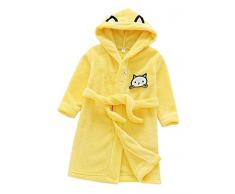 DianShaoA Niños Niñas Albornoz Toalla con Capucha Suave Cómoda Ropa Toalla De Franela Albornoz Housecoat Amarillo 140