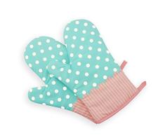 RONGLINGXING Guantes Elegante Apariencia 外观 的 O Guante Microondas BBQ Horno Algodón Olla para Hornear Manoplas Cocina Resistente al Calor, Algodón Acolchado Juego de 2 Mitones (Color : Green Dots)
