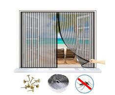 WISKEO Mosquitera Ventana Magnetica Ajustable, Pegajoso Cortina, Sin PunzóN, Cualquier Tamaño, Anti Mosquitos, para Ventana Correderas - Negro 120x110 CM(WxH)