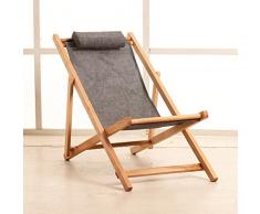 YIXINY Reclinables STY-001 Plegable Silla De Madera Maciza Alfombra De Algodón Balcón Al Aire Libre Silla De Cubierta Silla De Playa Silla De Salón Ángulo Ajustable Plegable Gris, Marrón ( Color : Gris )
