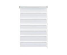 Gardinia 31081 - Estor de doble rollo con diseño de rayas, fácil montaje mediante adhesivos o pinzas en el marco de la ventana, 75 x 150 cm, color blanco