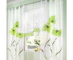 SIMPVALE 2 Paneles Cortinas Solida Gasa Visillo para Dormitorio Sala Balcón, Amplitud 150cm (Longitud 175cm, Verde)