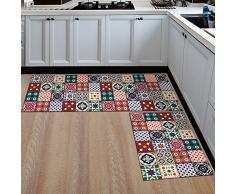 Ommda Alfombras Cocina Antideslizante Lavables Decorativa de Refuerzo de Goma Felpudo Alfombra área Entrada Mats 50x80cm+50x160cm