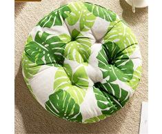 Chickwin Cojines de Asiento Yoga Estera de Cojines Meditación Oficina Europeo Costumbres étnicas Futón Tatami Alfombra de Piso Cojín Amortiguador (40x40cm,Hoja Verde)