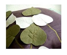 OliveLeafyDay - Decorativa Funda de Cojin 40 x 40 cm, Square Brown Suede Apliques de Fieltro