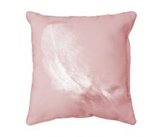 Douceur D'Intérieur - 1605128, Cojin Ribete , 40 X 40 Cm , Plumette , Poliéster Estampado Plata , Rosa