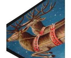 Mnsruu Feliz Navidad Papá Noel Reno Animal Holiday Area Alfombra Alfombra para Cocina 50 x 100 cm
