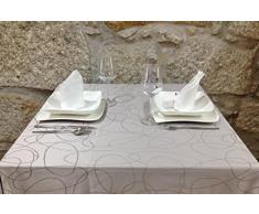 Mantel para mesa de color plateado con tratamiento antimanchas-, Plateado, 6 NAPKINS 18 x 18 (45 x 45cm)