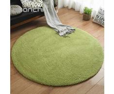 Liveinu Redondo Shaggy Alfombra con Respaldo Antideslizante Alfombra de Peluche Salón Modernas para Decoración Ø 120 cm Verde
