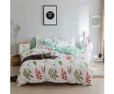 Fansu Juego de Ropa de Cama de 4 Piezas Nórdico Simple Juego de Fundas de Edredón Incluye 1 Funda Nórdica y 1 Sábana encimera 2 Funda de Almohada (Cama 150/160-220x240cm,Verde Blanco)