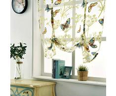 SIMPVALE 1 Pieza Cortinas Romanas con Estampado de Mariposa Visillo Persianas Transparente para Balcón Cocina Sala Dormitorio, 60cm x 140cm, 002# Verde