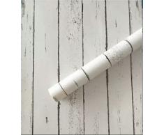 Papel tapiz impermeable de pvc auto-adhesivo de pared Cocina Baño Dormitorio 0.45*10m, 10 de color plateado-blanco de grano de madera, extra grande