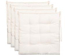 Brandsseller – Cojín decorado de asiento para silla de jardín, 9 pespuntes, varios diseños, poliéster, Weiß, 4er-Paket