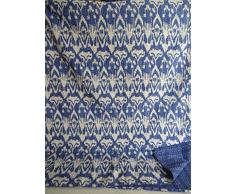 Tribal Asian Textiles Tamaño King de impresión de Ikat Kantha Edredón, manta Kantha, cubierta de cama, rey Kantha colcha, Bohemia Bedding Kantha Tamaño 90 pulgadas x 108 pulgadas 11