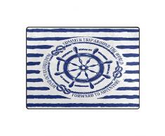 Use7 Alfombra Azul Blanco náutica para salón o Dormitorio, Tela, 160cm x 122cm(5.3 x 4 Feet)