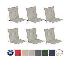 Beautissu Loft NL - Set de 6 Cojines para sillas de balcón o Asiento Exterior con Respaldo Bajo - 100x50x6 cm - Placas compactas de gomaespuma - Gris Claro