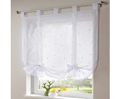 SIMPVALE - Cortina de Gasa elevable con Cintas y Lazos, Tela, Blanco, 100cm (Anchura) x140cm (Longitud)