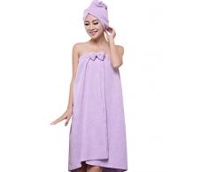 ZiXing Ducha de microfibra cabello seco toalla de baño de rápida Cap Natación Pareo Chal albornoz ajustable Spa Cover Up púrpura OneSize