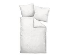 Janine 31001 Mako Ropa de cama satinada monocolor satén 135 x 200 cm, 100 % algodón, weiß, 135 x 200 cm - 80 x 80 cm
