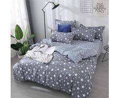 Fansu Juego de Ropa de Cama 3 Piezas, Geometria Elegante Microfibra Cremallera Funda Nórdica Funda de edredón x 1 Funda de Almohada 50 x 75cm (Cama 135/140-180x220cm,Gris Estrella)
