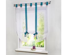 SIMPVALE Cortina de Gasa elevable con Cintas y Lazos Estilo Romano de Estar Dormitorio