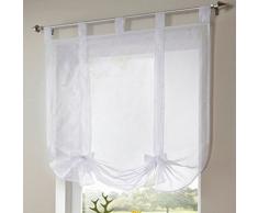 simpvale 1 pieza Adorable con lazo y sala de estar dormitorio estilo romano bordado gasa cortina de ventana, Blanco, 60cm*140cm