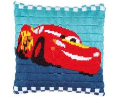 Vervaco – Cojín de Punto de Cruz, diseño de Cars de Disney Stick de vorgezeichnet Paquete de Punto, vorbeze Cumple, algodón, Multicolor, 25 x 25 x 0,3 cm
