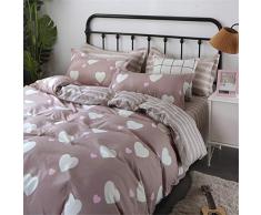 Fansu Juego de Ropa de Cama 4 Piezas, Microfibra Funda de Edredón Sábana Funda de Almohada Cremallera Diseño Funda de Almohada Conjunto De Edredón Hoja Plana (150x200cm,Amor Blanco)