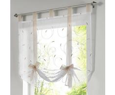 SIMPVALE - Cortina de Gasa elevable con Cintas y Lazos, Tela, Beige, 100cm (Anchura) x140cm (Longitud)