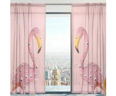 Mnsruu - Cortina de Gasa con diseño de flamencos Rosas para salón, Puerta, Ventana, 140 x 198 cm, 2 Paneles