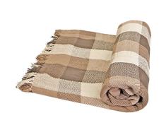 Just Contempo - Manta para Sofa (algodón), diseño a Cuadros, 100% algodón, Beige/marrón, Double 228cm x 254cm (90x102)
