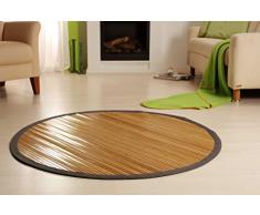 De-Commerce Alfombra Bambú Natural para Dormitorio, Cocina, Pasillo, Salón, Baño, Oficina i Alfombra Marco de Cama Alfombra Corta i Premium Estera Bambú con Amplia Bordura - Natural, 120 cm
