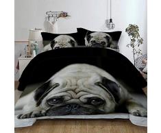 Fansu Juego de Ropa de Cama 3 Piezas Poliéster Microfibra Animal Cachorro Gato Juego de Fundas de Edredón Incluye 1 Funda Nórdica y 2 Funda de Almohada