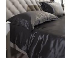 Jasmine Silk 3PCs 100% Mulberry 19MM Charmeuse de seda conjunto funda nórdica (NEGRO) - SINGLE