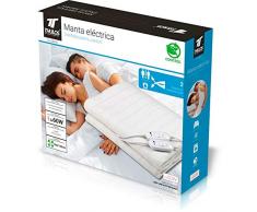 Manta eléctrica, dimensiones: 160x140cm lavable. 2 Ajustes de temperatura. 2 controles regulables. Potencia: 2x60W. THULOS TH-EB400