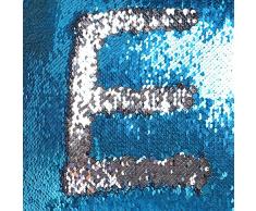 Homelava Fundas de Cojínes Dos Colores DIY Lentejuelas Reversible Cojines Decorativos 40x40 cm, Azul+ Plata