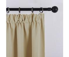 PONY DANCE Cortinas Fruncidas Beige - Cortinas Modernas Largas de Salon Dormitorio Infantil Bebe Niños Niñas/Telas Gruesas Termicas Aislantes Frio Ruido Antimoscas, 2 Paneles, 140 x 245 cm (An x L)