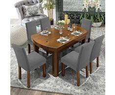 JunYito Fundas para Sillas de Comedor Fundas Decorativas para Sillas Altas Fundas Licra Protectoras Elasticas 4/6 Piezas (F-Gris, 4 Piezas)